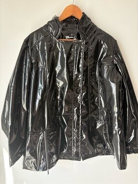 Glossy Patent Black Rain Coat
